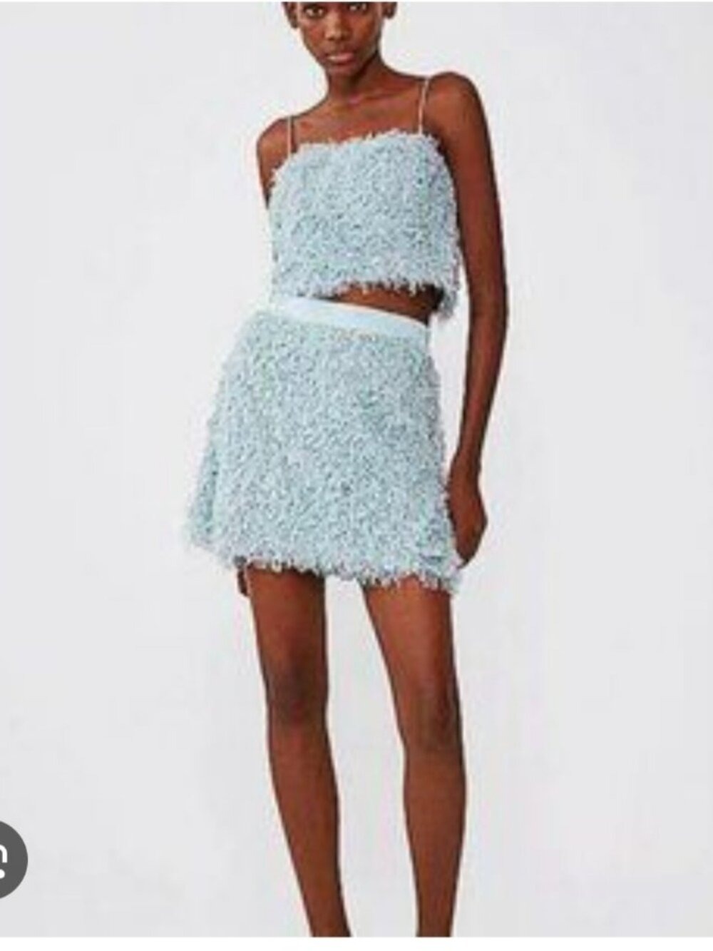 ZARA | feather-effect mini skirt blue Sz M